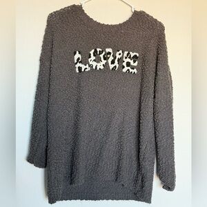 Torrid Gray Textured Sweater with Animal Print 'LOVE'